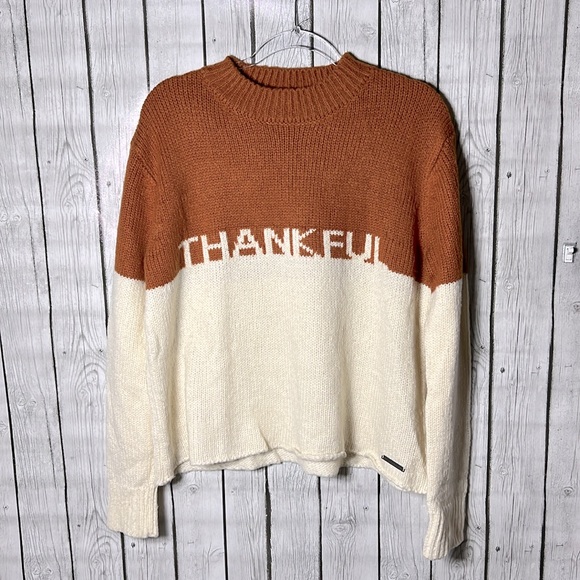 Peace Love World “Thankful” spice Intarsia Sweater Size XS - Picture 2 of 14